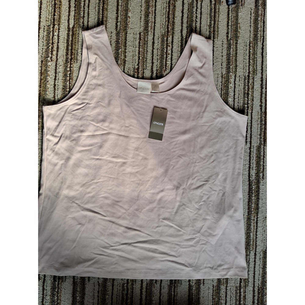 Chicos Microfiber Contemporary Tank Basic Knit Blush Pink Sleeveless Top Size 3